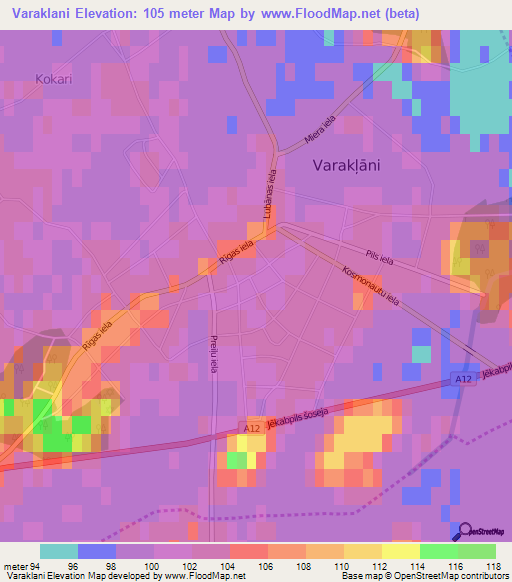 Varaklani,Latvia Elevation Map