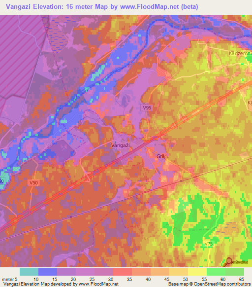 Vangazi,Latvia Elevation Map