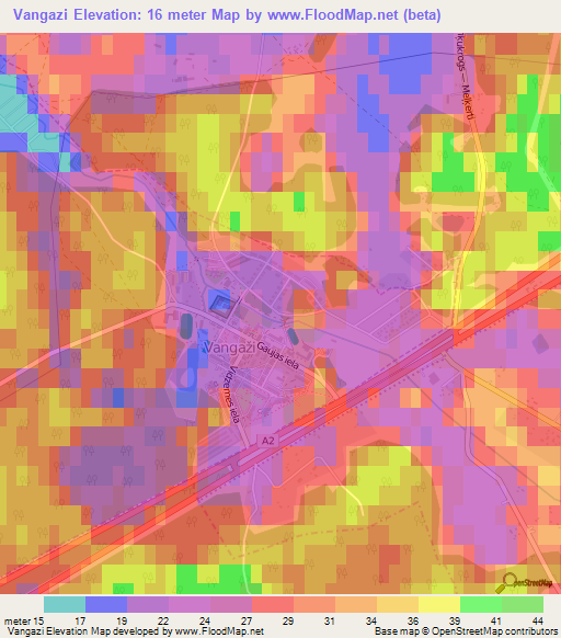 Vangazi,Latvia Elevation Map