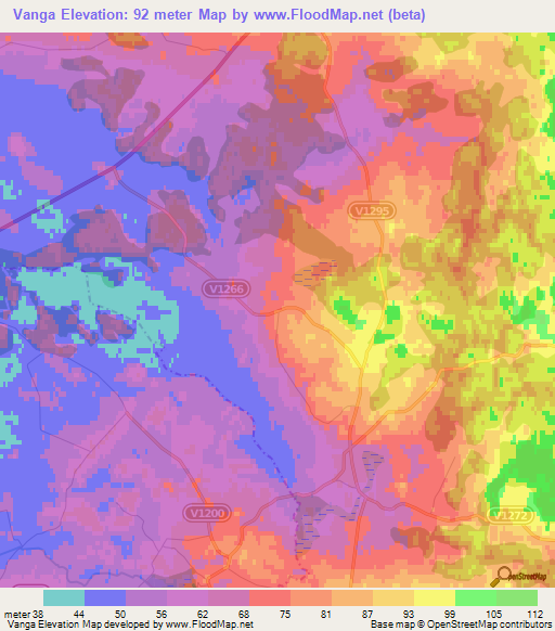 Vanga,Latvia Elevation Map