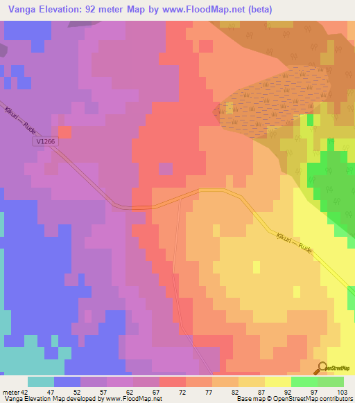 Vanga,Latvia Elevation Map