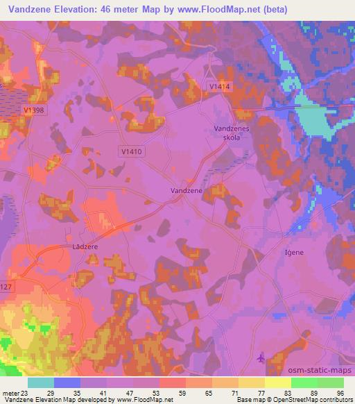 Vandzene,Latvia Elevation Map