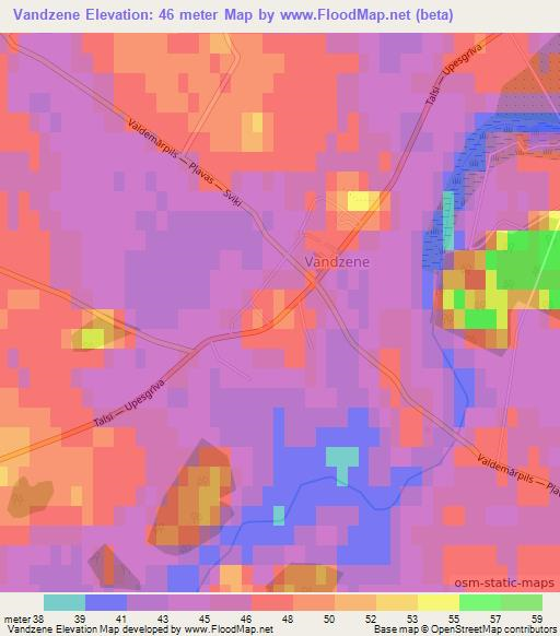 Vandzene,Latvia Elevation Map