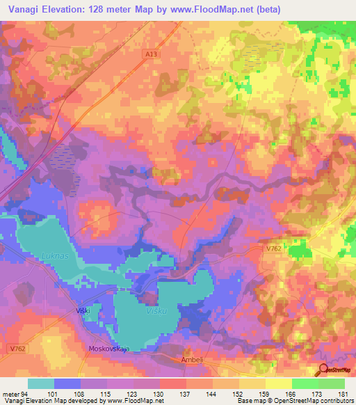 Vanagi,Latvia Elevation Map