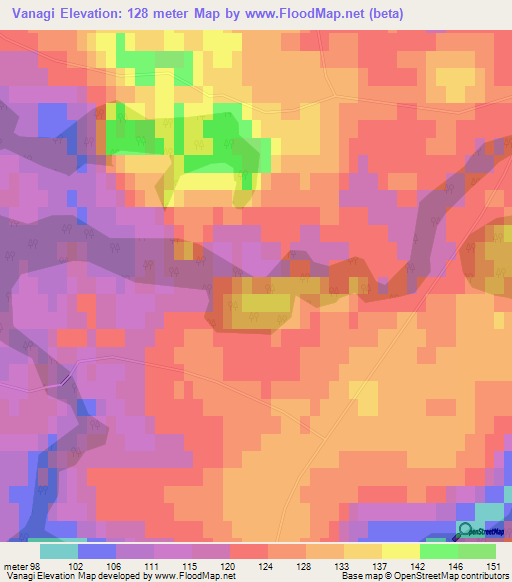 Vanagi,Latvia Elevation Map