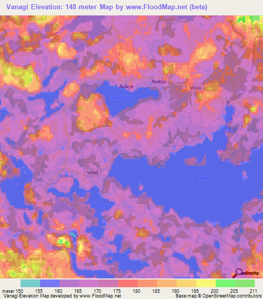 Vanagi,Latvia Elevation Map