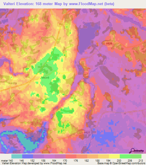 Valteri,Latvia Elevation Map