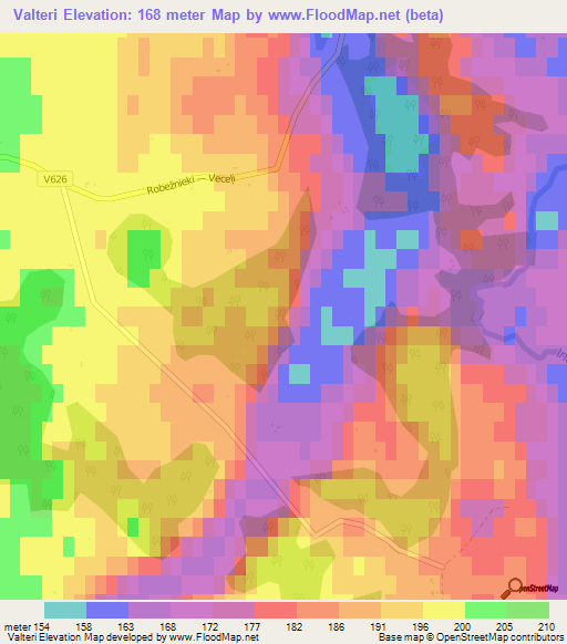 Valteri,Latvia Elevation Map