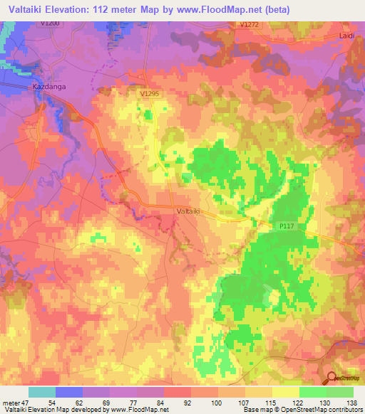 Valtaiki,Latvia Elevation Map