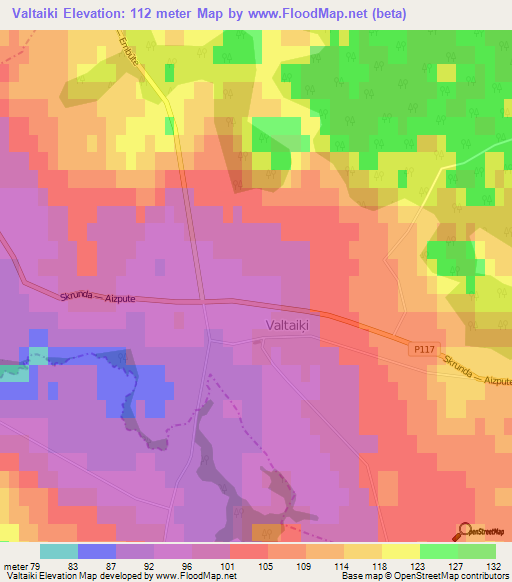 Valtaiki,Latvia Elevation Map