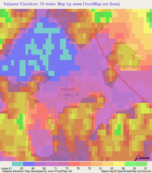 Valpene,Latvia Elevation Map