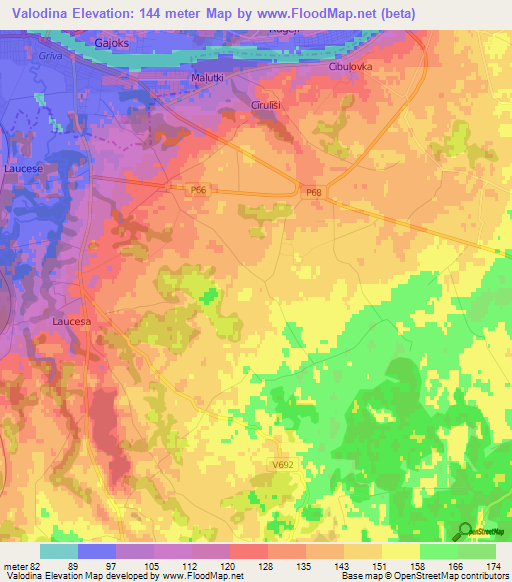 Valodina,Latvia Elevation Map