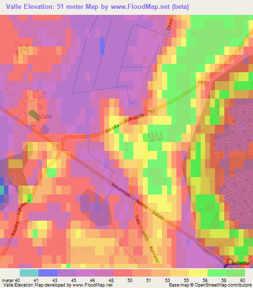 Valle,Latvia Elevation Map