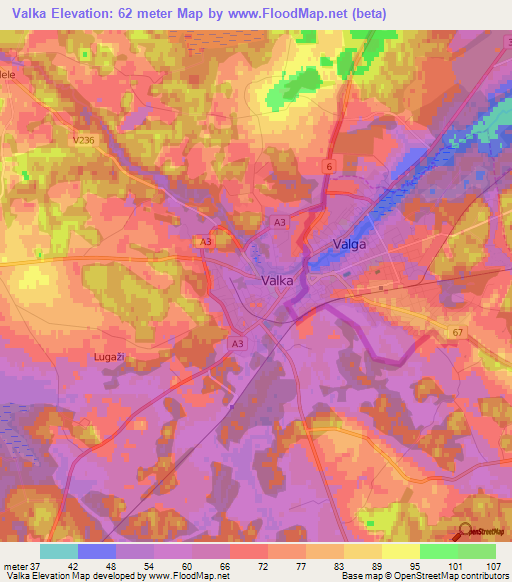 Valka,Latvia Elevation Map