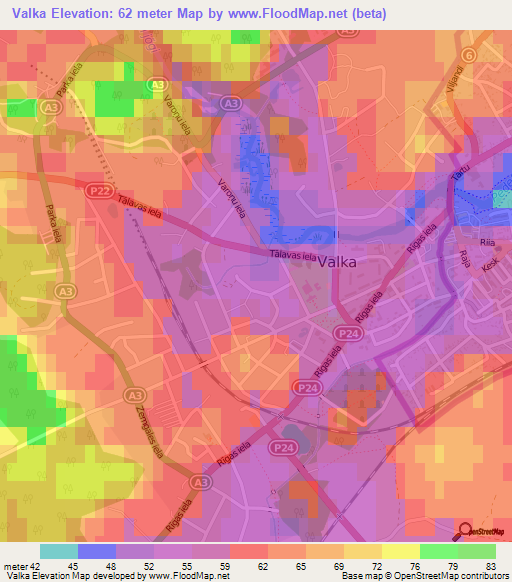 Valka,Latvia Elevation Map