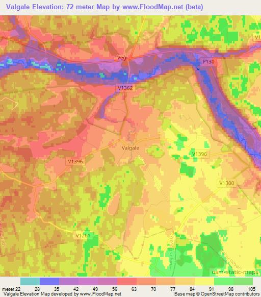 Valgale,Latvia Elevation Map