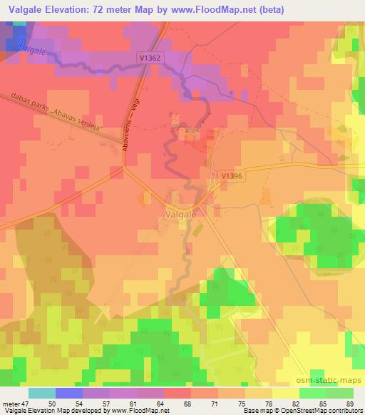 Valgale,Latvia Elevation Map