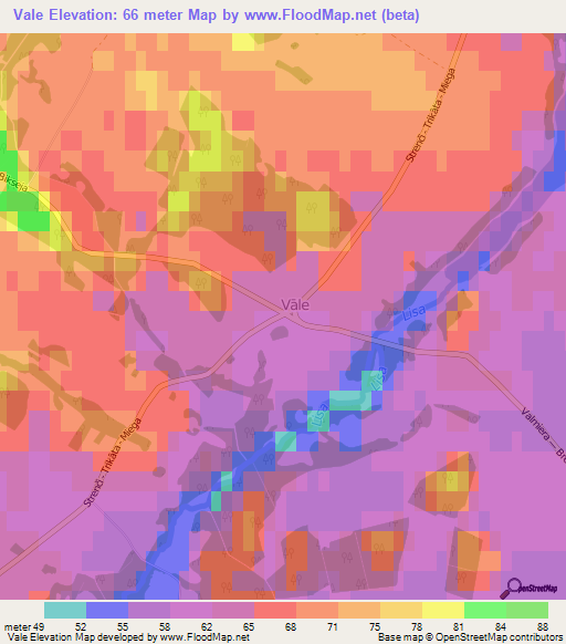 Vale,Latvia Elevation Map