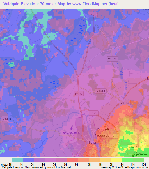 Valdgale,Latvia Elevation Map