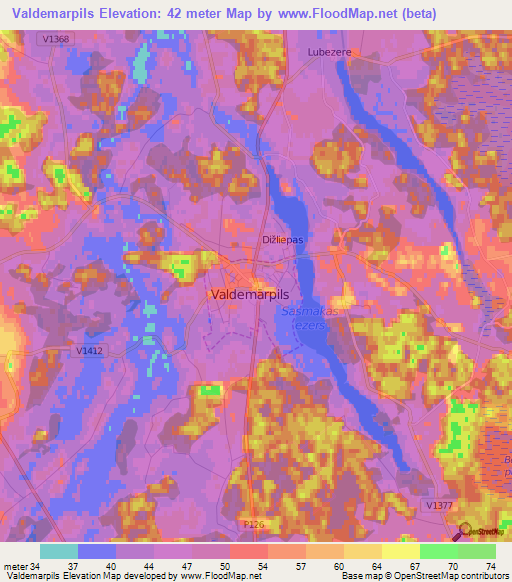 Valdemarpils,Latvia Elevation Map