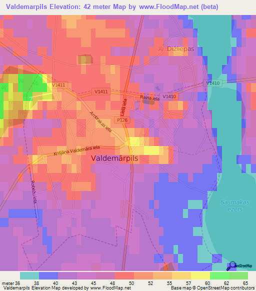 Valdemarpils,Latvia Elevation Map