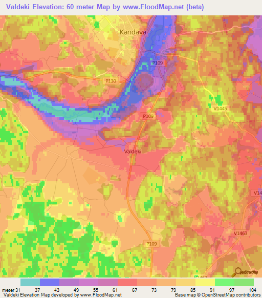 Valdeki,Latvia Elevation Map