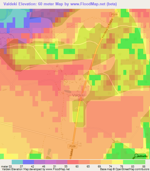 Valdeki,Latvia Elevation Map