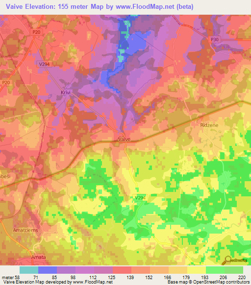 Vaive,Latvia Elevation Map