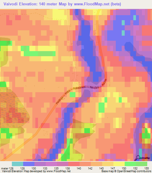 Vaivodi,Latvia Elevation Map