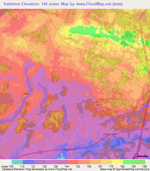 Vaiteleva,Latvia Elevation Map