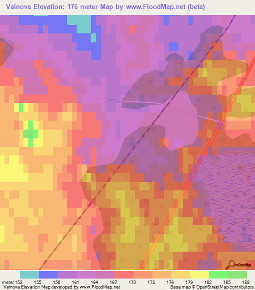 Vainova,Latvia Elevation Map