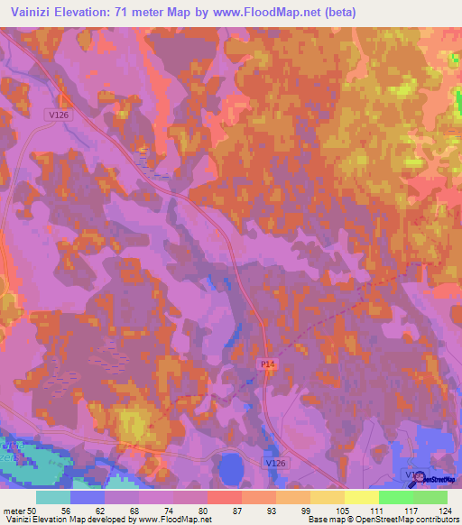 Vainizi,Latvia Elevation Map