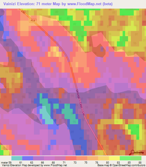 Vainizi,Latvia Elevation Map