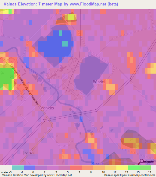 Vainas,Latvia Elevation Map