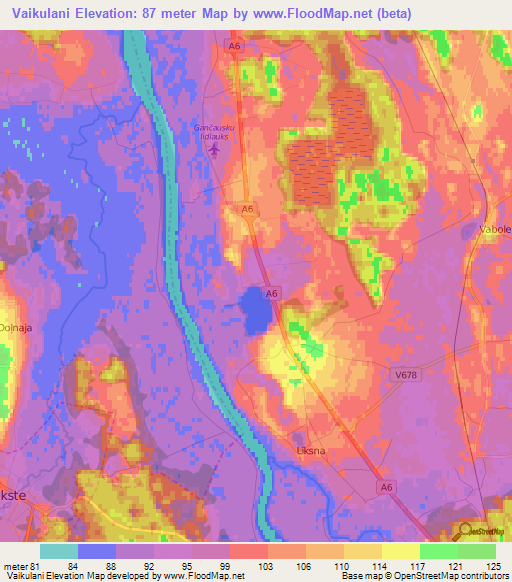 Vaikulani,Latvia Elevation Map