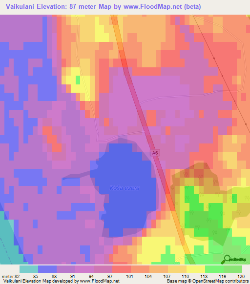 Vaikulani,Latvia Elevation Map