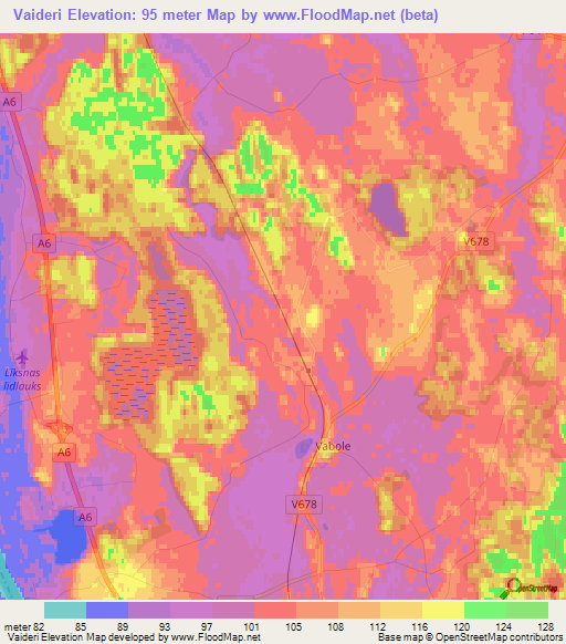 Vaideri,Latvia Elevation Map