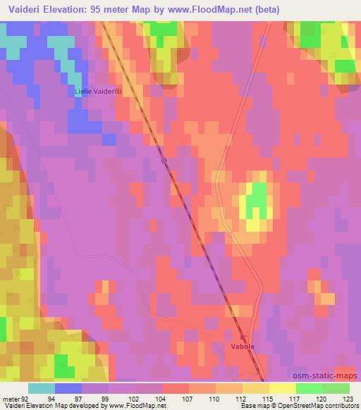 Vaideri,Latvia Elevation Map