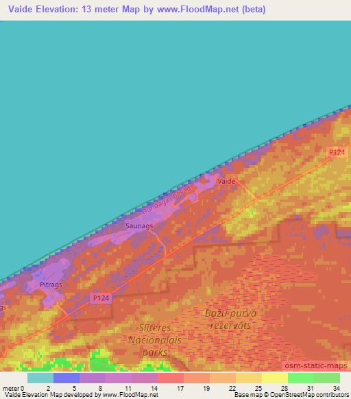 Vaide,Latvia Elevation Map