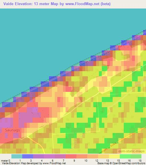 Vaide,Latvia Elevation Map