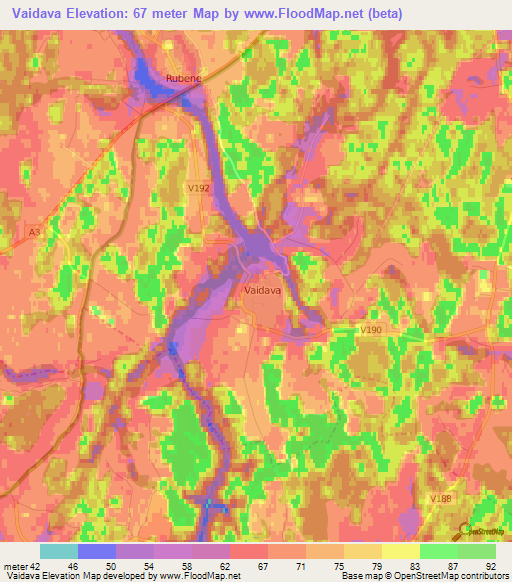 Vaidava,Latvia Elevation Map