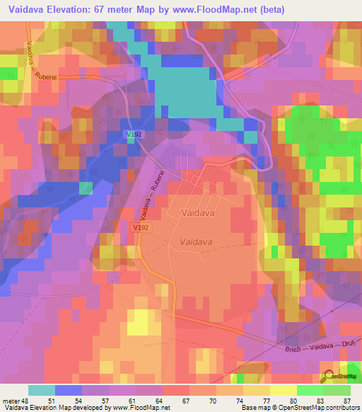 Vaidava,Latvia Elevation Map