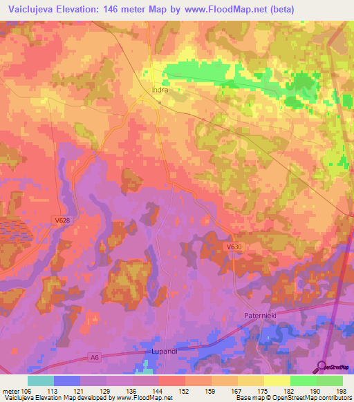 Vaiclujeva,Latvia Elevation Map