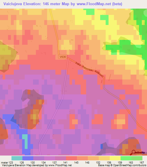 Vaiclujeva,Latvia Elevation Map