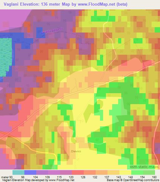 Vaglani,Latvia Elevation Map