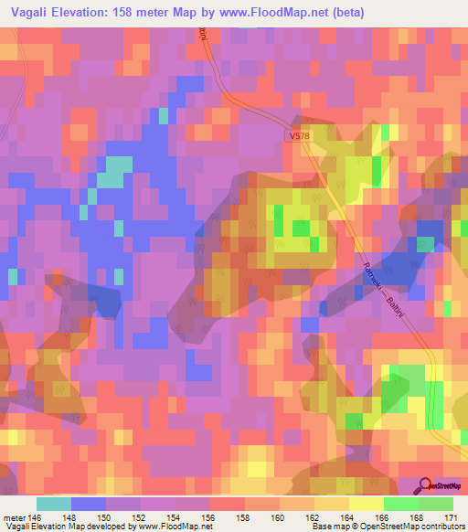 Vagali,Latvia Elevation Map