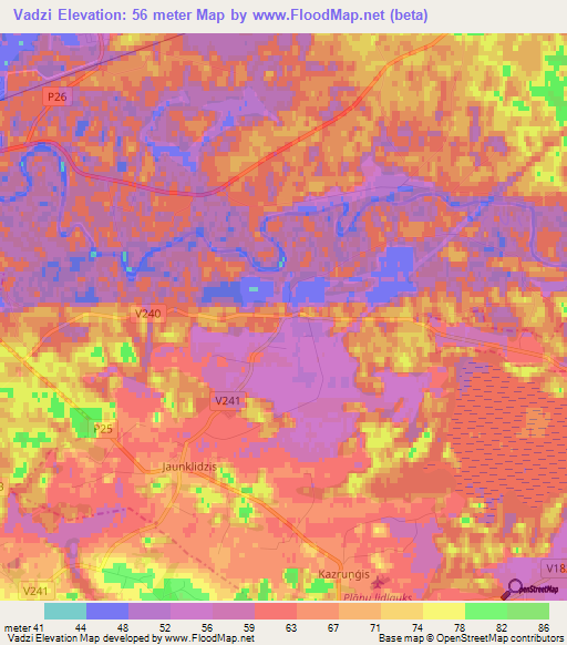 Vadzi,Latvia Elevation Map