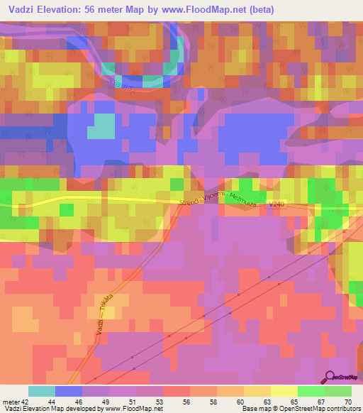 Vadzi,Latvia Elevation Map