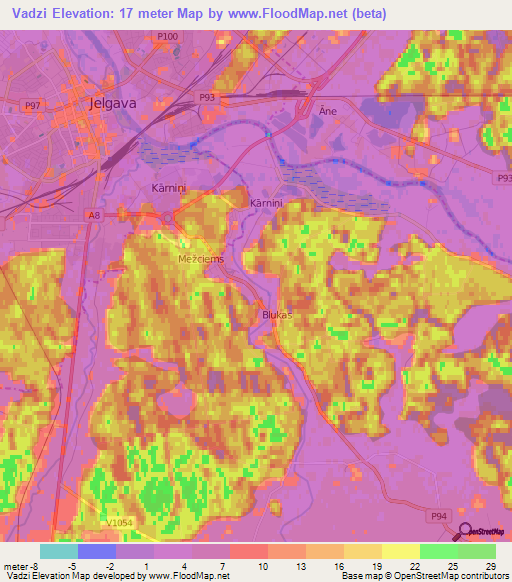 Vadzi,Latvia Elevation Map