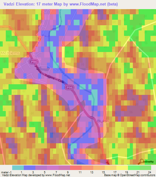 Vadzi,Latvia Elevation Map